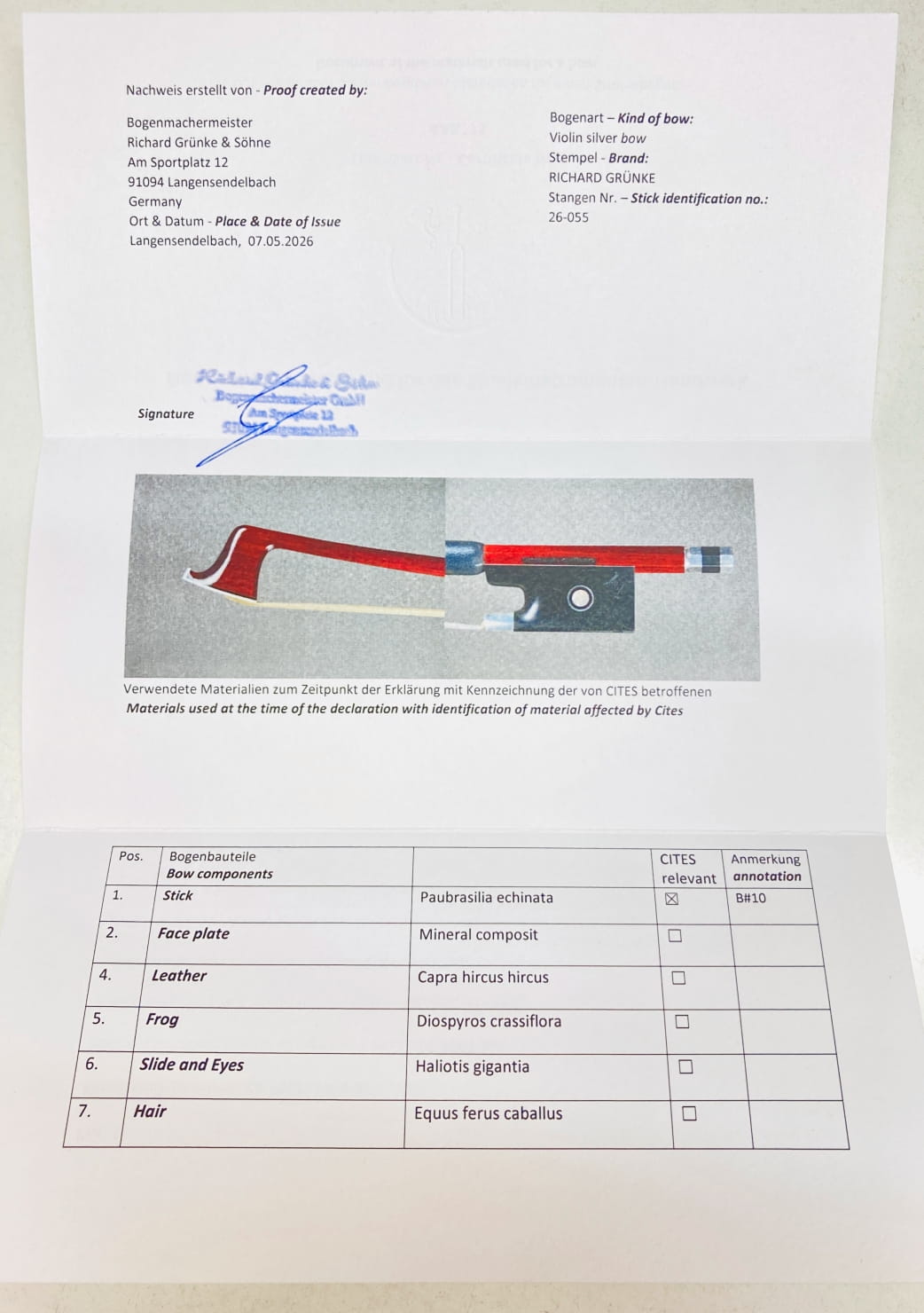 Geigenbogen Richard Grünke Meister- Violinbogen