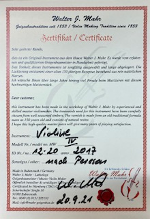 Walter Mahr 2017 Peresson Modell Meistergeige